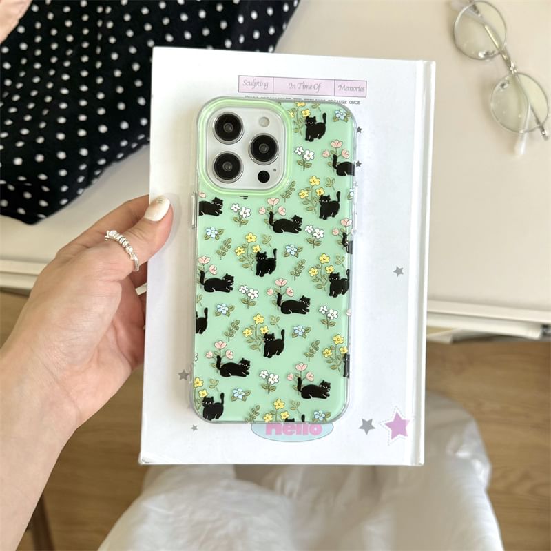 Fonekase - Kattenbloemen telefoonhoesje - Apple iPhone 16 Pro Max / 16 Pro / 16 Plus / 16 / 15 Pro Max / 15 Pro / 15 Plus / 15 / 14 Pro Max / 14 Pro / 14 Plus / 14 / SE / 13 Pro Max / 13 Pro / 13