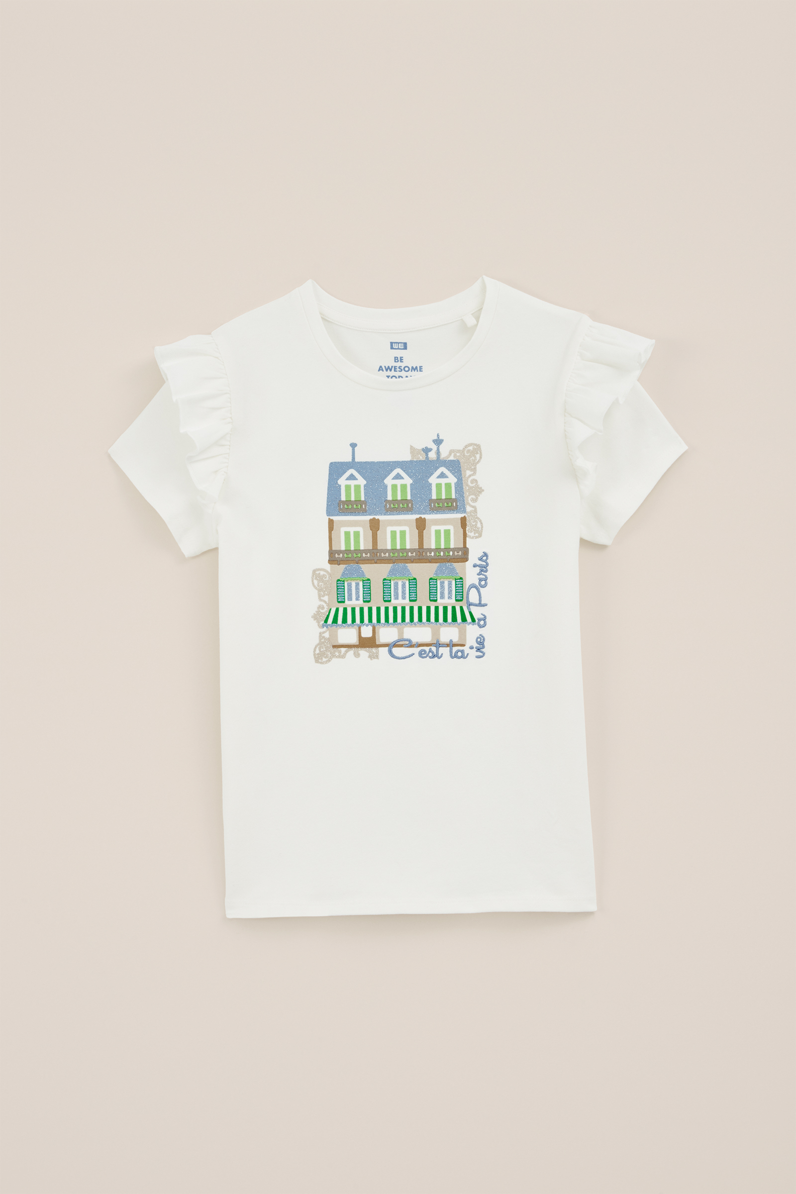 Meisjes T-shirt met opdruk WE Fashion Wit