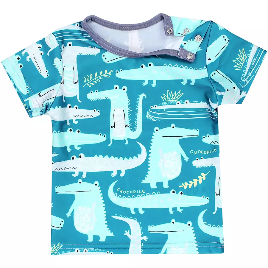 Aquarti Baby Jungen Bade-Set Zweiteiliger Badeanzug T-Shirt Hose blaugrau