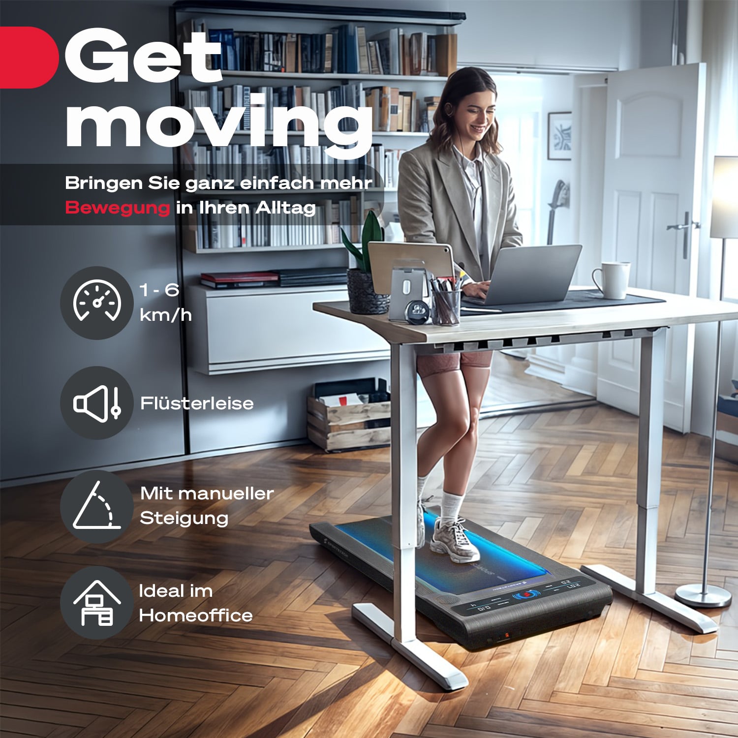 sWalk Laufband - Holzoptik grau