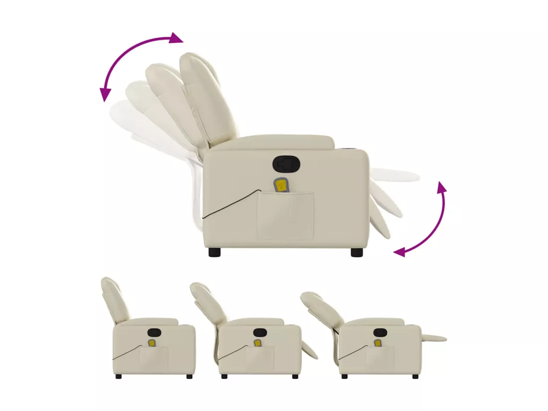 Fauteuil inclinable de massage Crème Similicuir