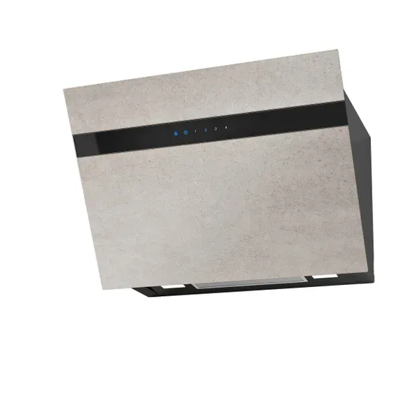 EICO Unique Collection EicoE24 60 Sand Stone - Link - Hætte - skorsten vinklet - bredde: 60 cm - dybde: 42.2 cm - udtrækning og recirkulation (-) - med intern motor - sort/sandsten/sort glas