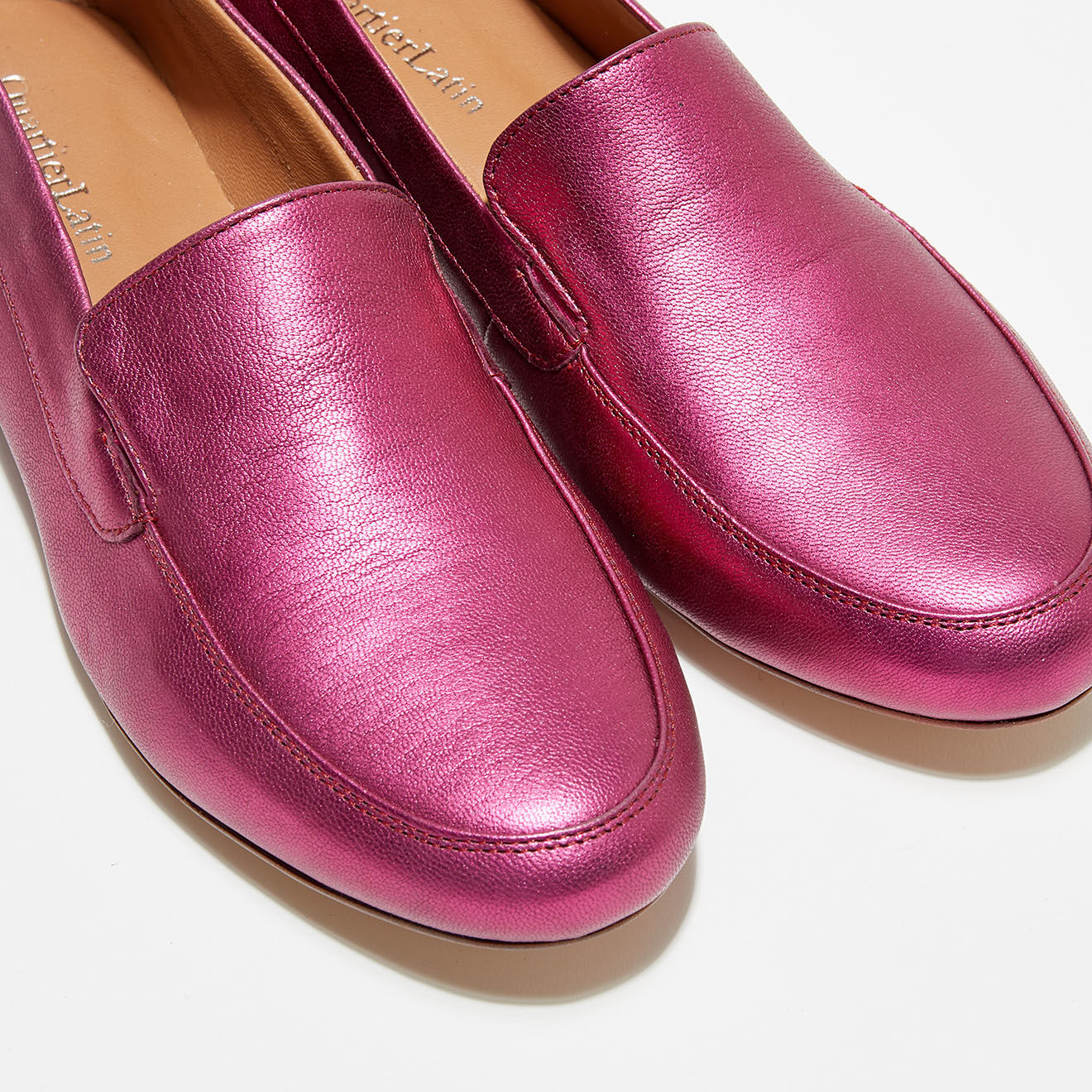 Quartier Latin Mocassins en Cuir Love irisés rose fluo