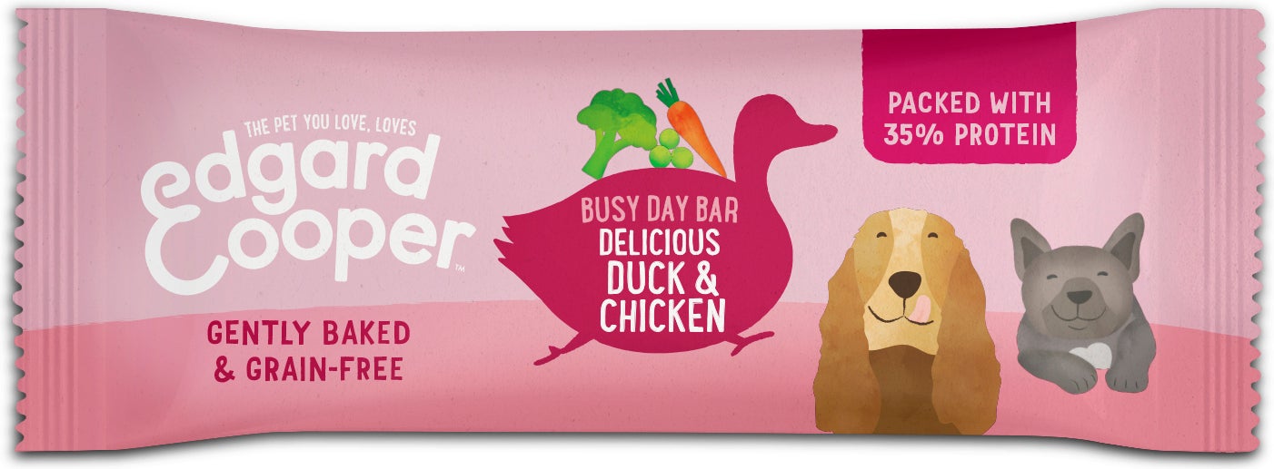 Edgard & Cooper hondensnack Busy Day Bar kip en eend 25 g