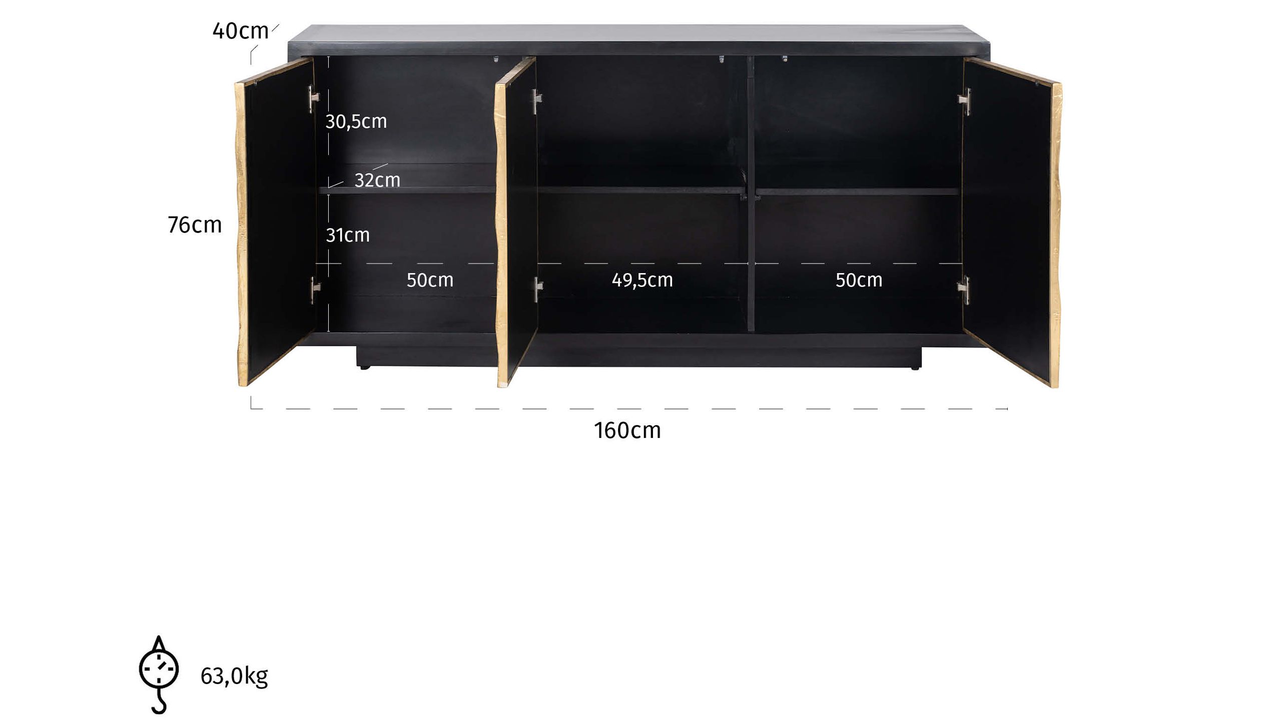 Dressoir 7584 Esher B160 x D40 x H76 cm
