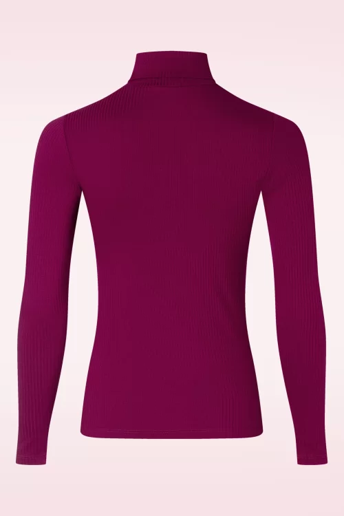 King Louie Rollneck uni rib top in Beaujolais rood