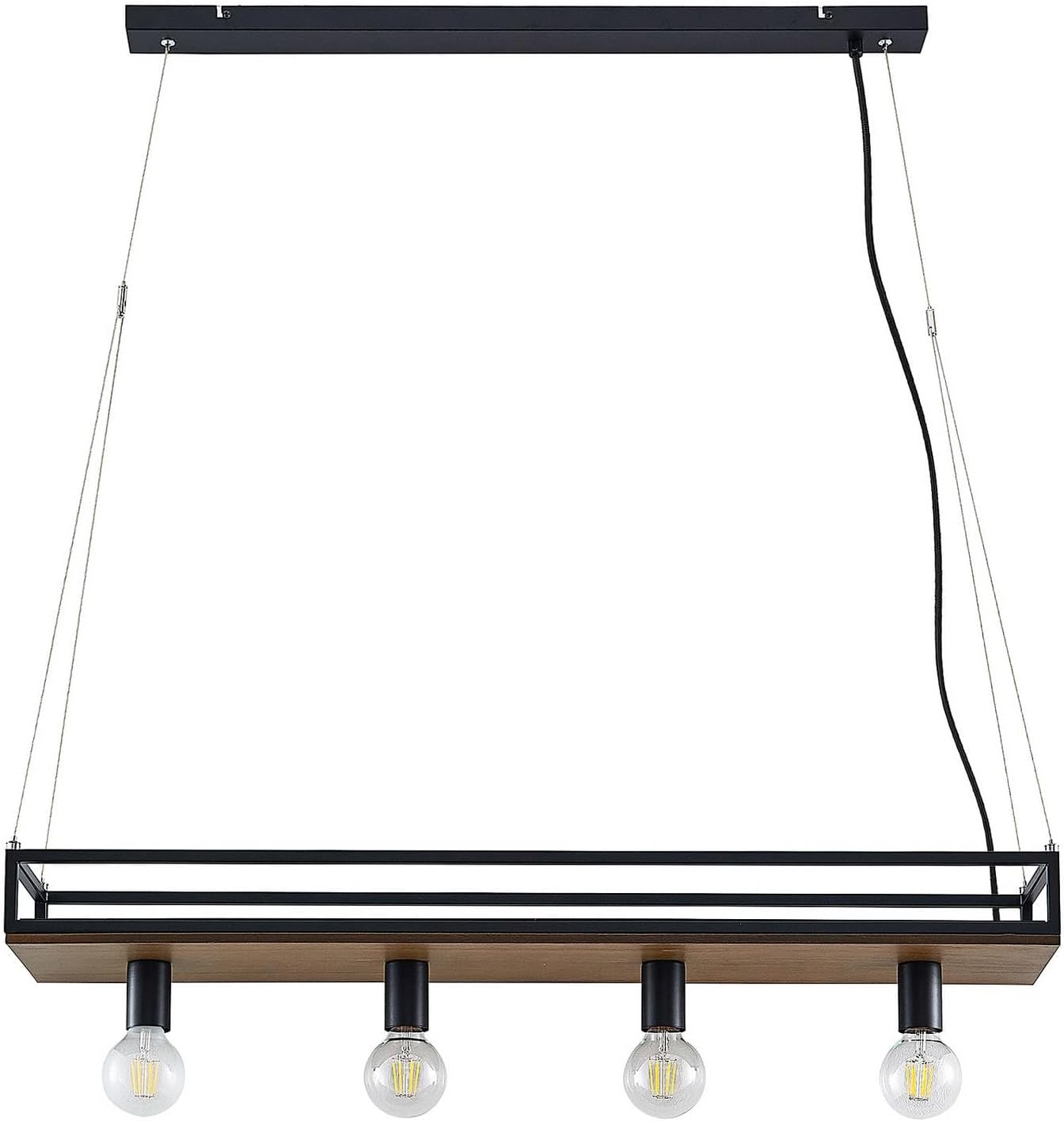 Lindby Pendelleuchte Kirista (Retro, Vintage Antik) in Schwarz aus Metall (4 flammig E27) - Deckenlampe Esstischlampe Hängelampe Hängeleuchte Wohnzimmerleuchte