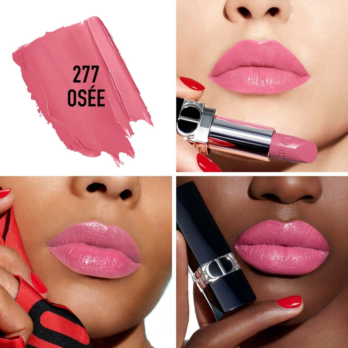 Rouge Dior Rouge Dior Rouge à Lèvres Rechargeable Couleur Couture, 4 finis : Satin, Mat, Métallique et Velours