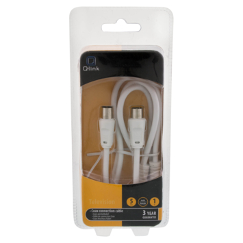 Q-Link coax kabel 3CV2 HF stekker 1 meter rechtwit