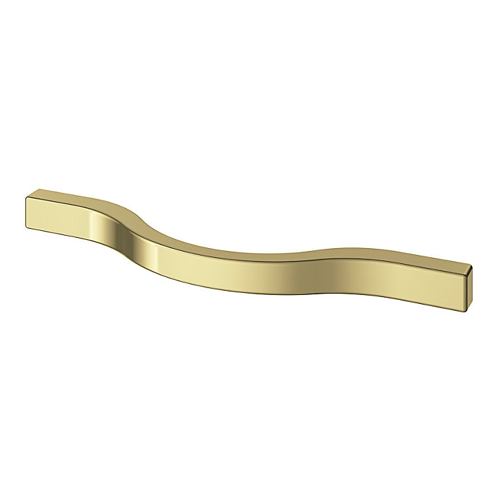 Poignée de meuble nœud GoodHome Prat aluminium effet laiton doré l.130mm x l.10mm x H. 24mm entraxe 96mm