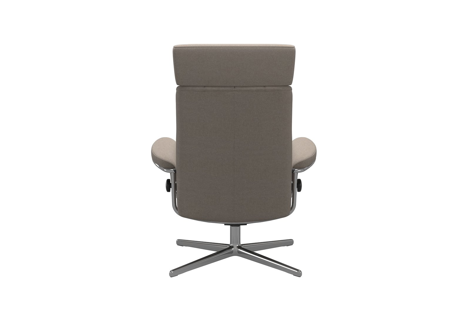 London lenestol Tekstil Tulip Light Beige og Cross understell i krom