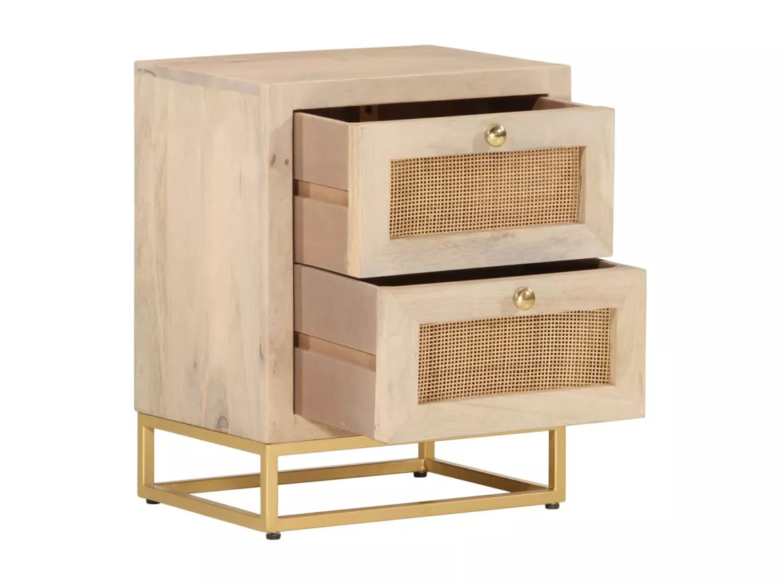Table de chevet 40x30x50 cm bois massif manguier et fer