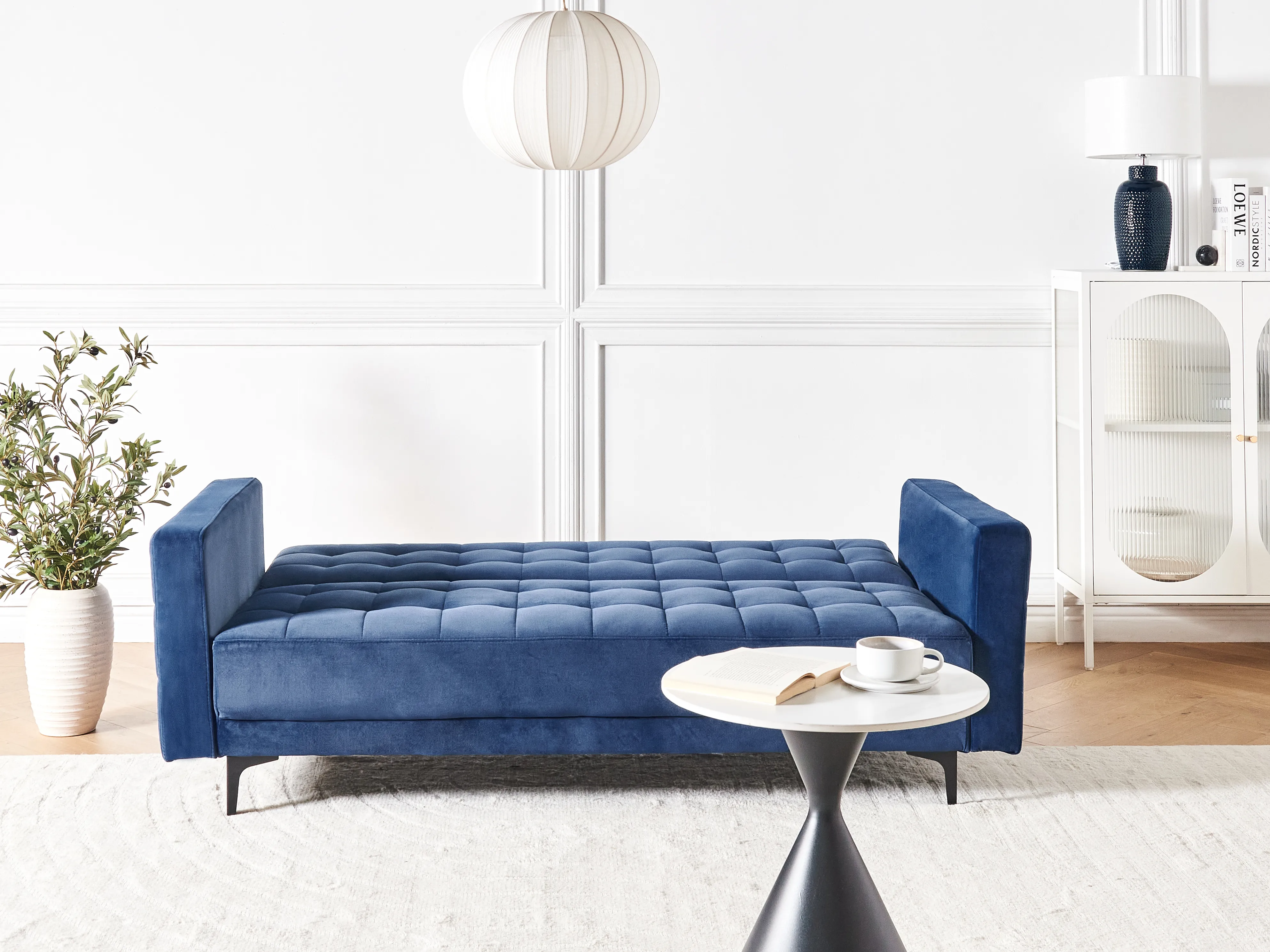 Slaapbank 3-zits ABERDEEN Fluweel Blauw