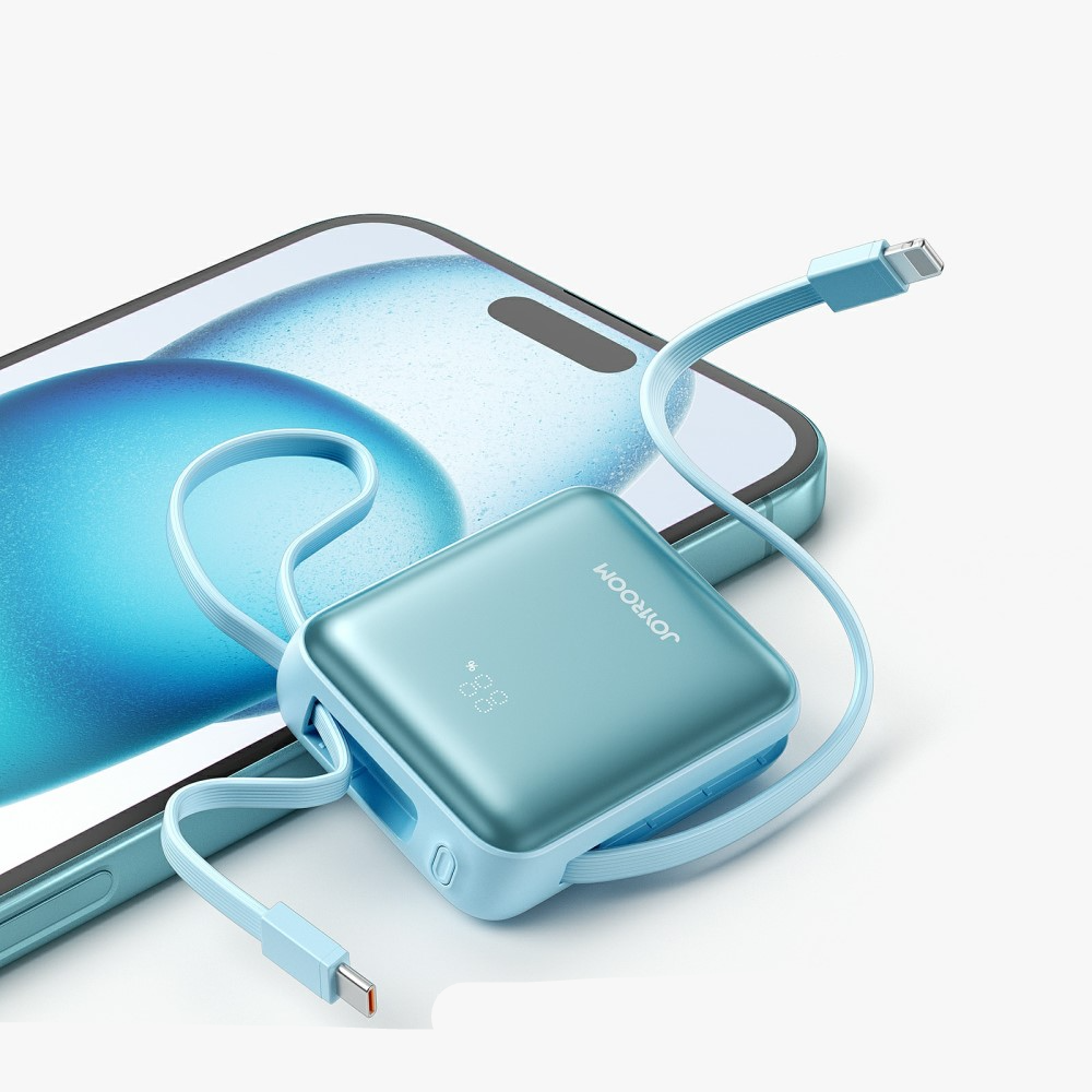 (22.5W) 10000mAh USB C Powerbank Power Delivery Ladegerät inkl. USB C / Lightning Ladekabel mit LED Anzeige (JR-PBF27) - Blau
