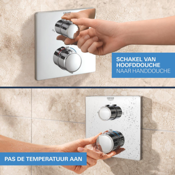 Grohe Precision Thermostat Perfect inbouw douchesysteem met Vitalio Rain Mono 310 hoofddouche vierkant Chroom