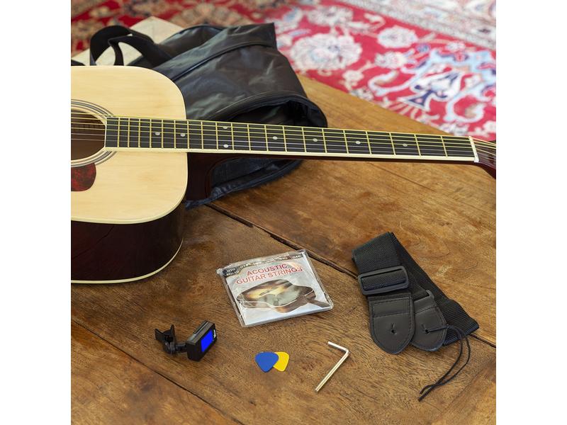 MAX Westerngitarre SoloJam Kit Natur Westerngitarre mit Zubehör