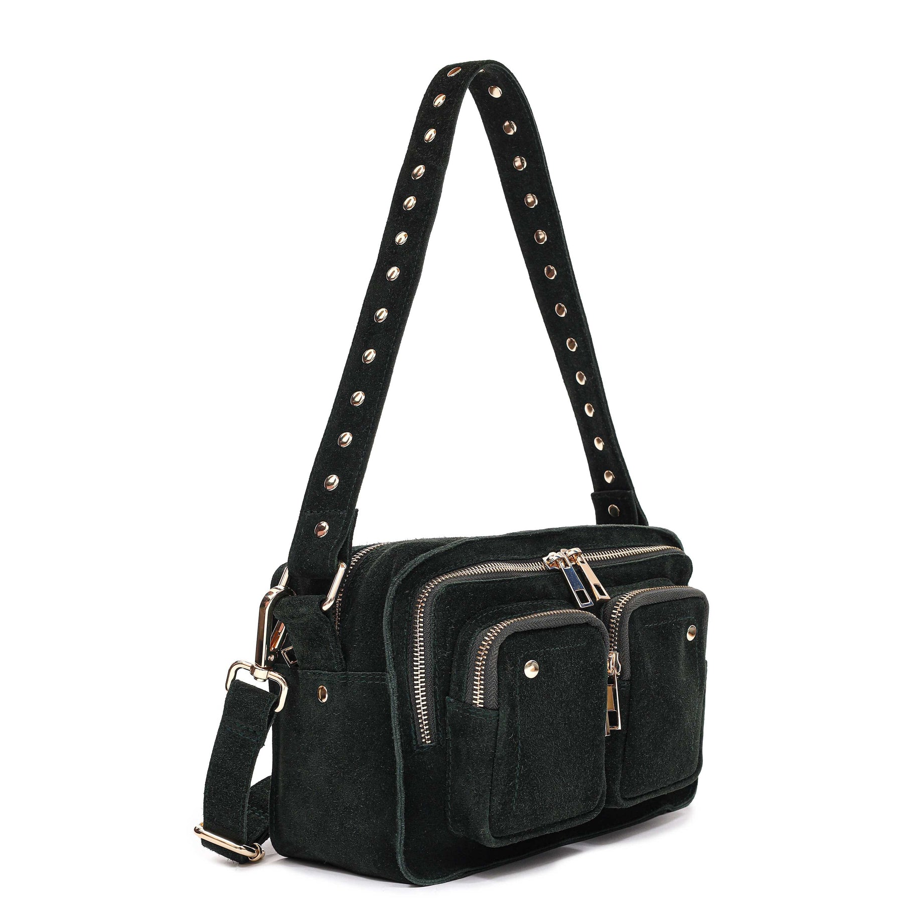 Núnoo Ellie Suede W. Gold dark green