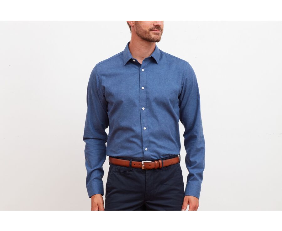 Chemise flanelle homme Bleu chiné - BARTHOLD