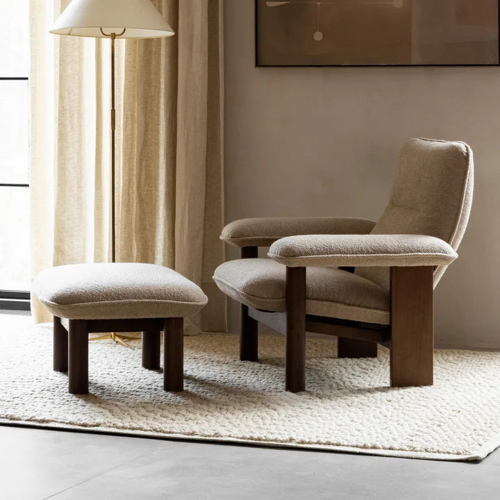 Audo - Brasilia Lounge Chair, Eiche natur / Bouclé beige