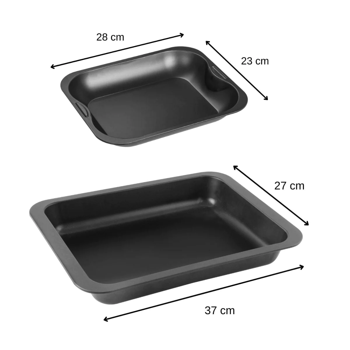 Ensemble de 2 plats de cuisson four rectangulaires 37 x 27 cm et 28 x