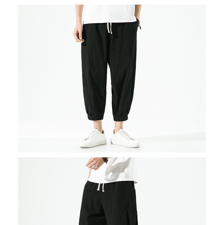 Ninine - Effen cropped harembroek met trekkoordtaille