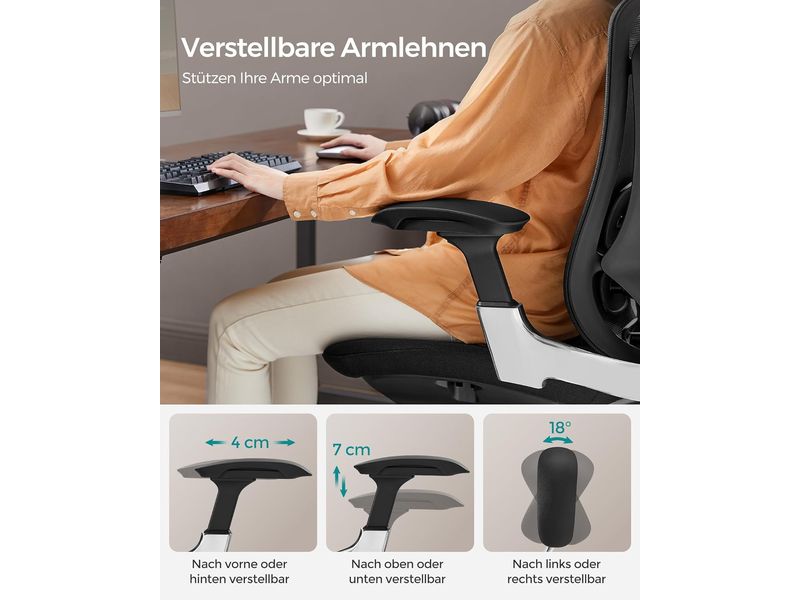 Songmics Bürostuhl mit Armlehnen und Fusskreuz Bequemer und robuster Schreibtischstuhl