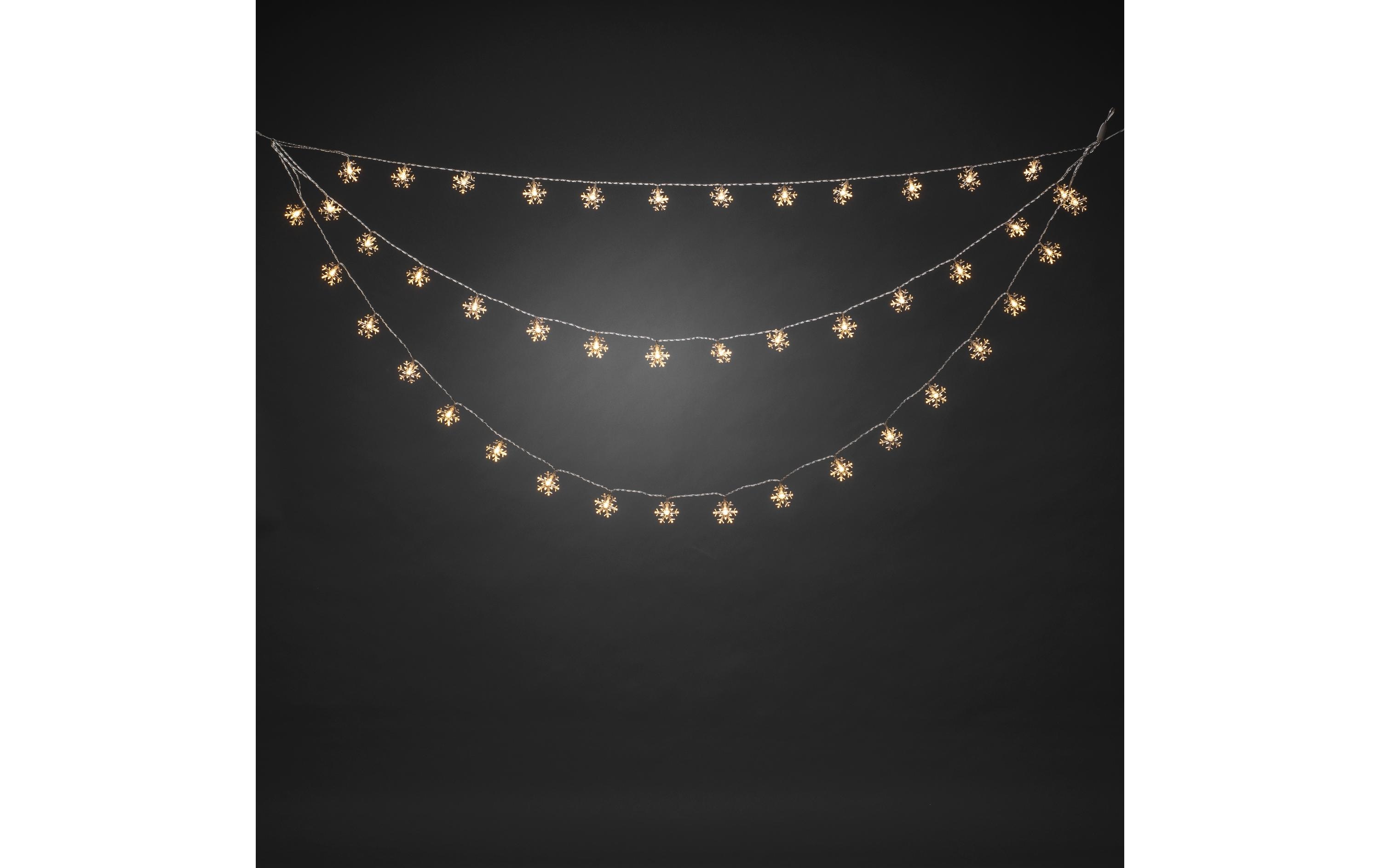 LED-Lichtervorhang Schneeflocken, 44 LED, 1.25 m, OutdoorLED Schneeflockenvorhang