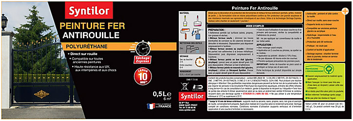 Peinture extérieure fer antirouille rouge feu satiné Syntilor 0,5L