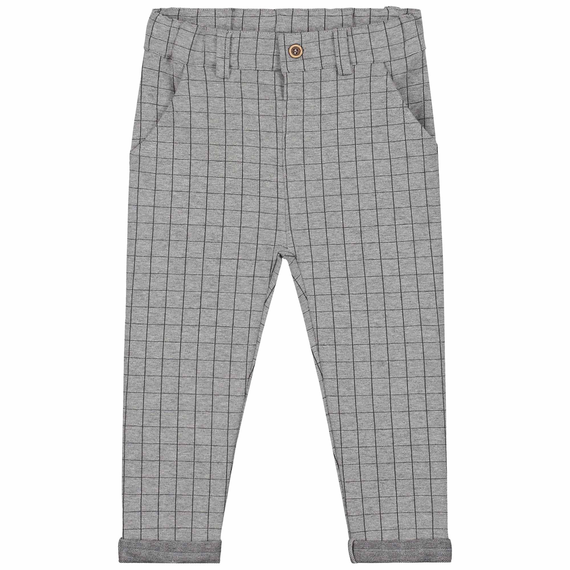 Sweet petit baby broek Benja  ruit grijs