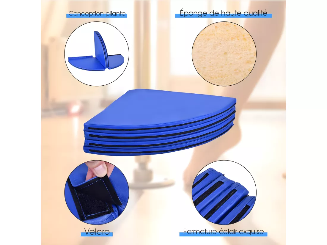 Crash Pad / Mat Tapis de Protection de Pole Dnace Epaisseur 5CM,Tapis pour Dance Diamètre 150CM 4 Morceaux Pliables en EPE