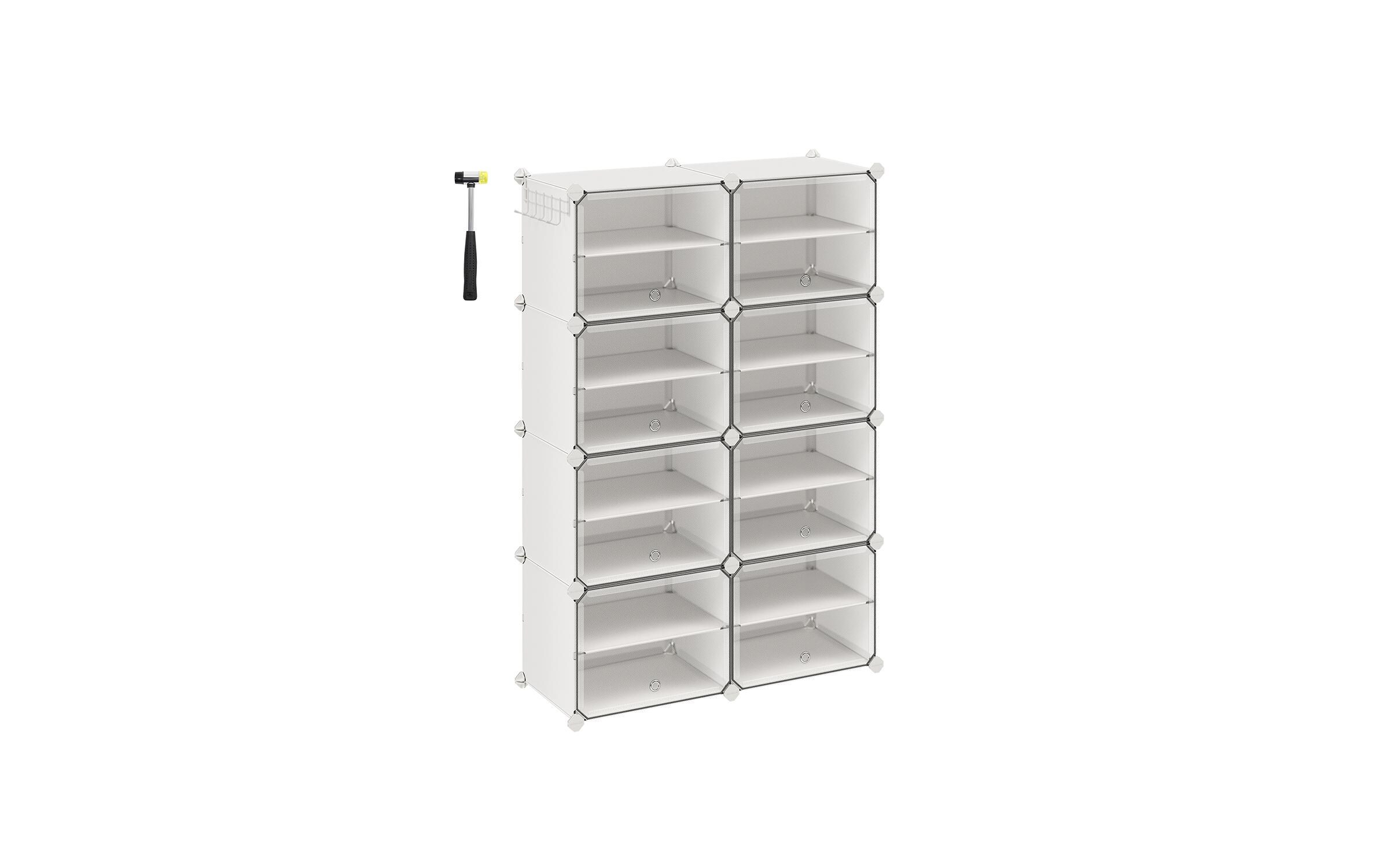Schuhregal Schuhregal 82 x 32 x 122 cm, Weiss, 8er SetSchuhorganizer mit 8 Fächern