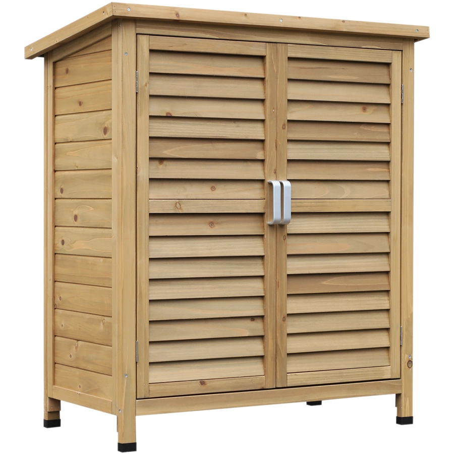 Outsunny Geräteschrank mit Lamellentüren natur