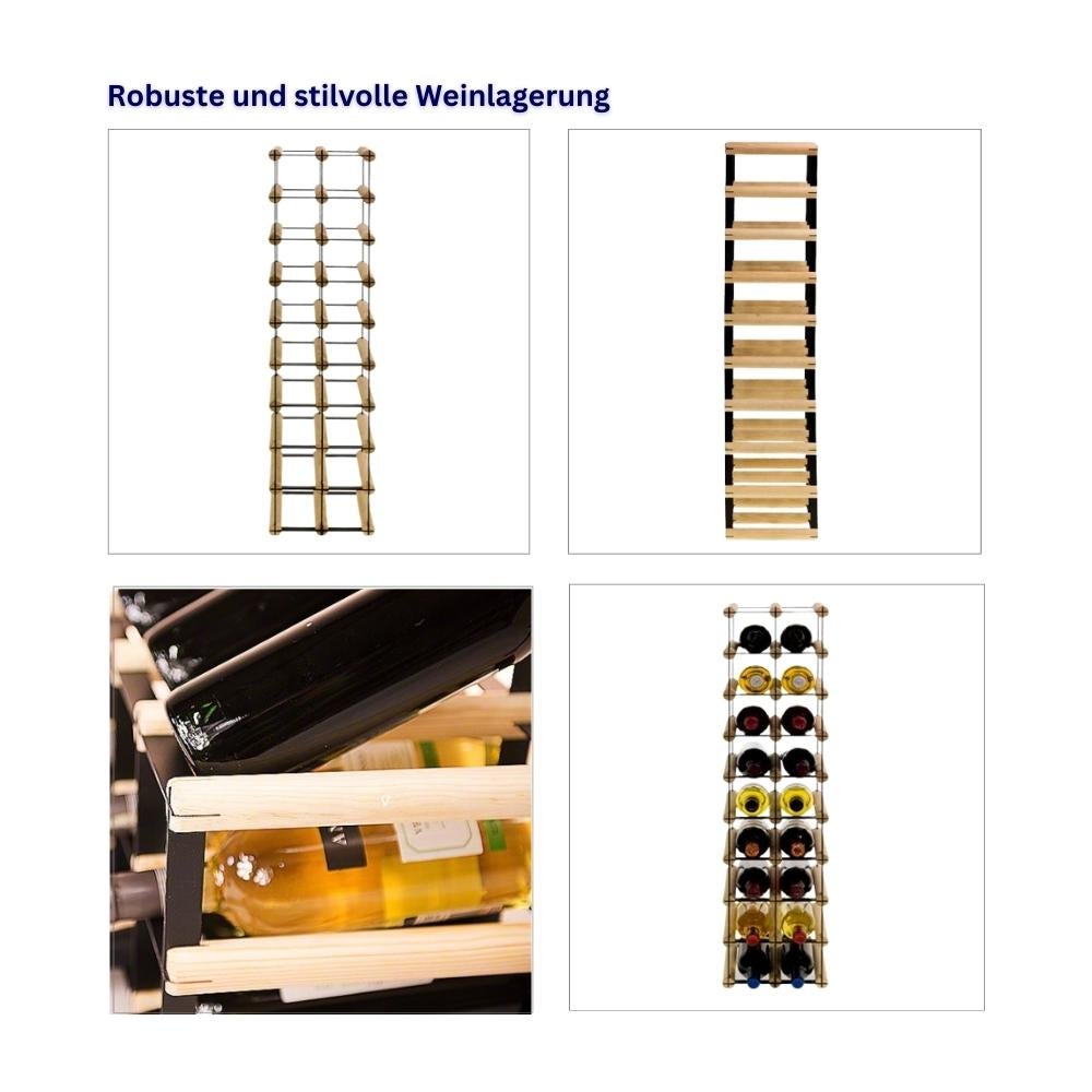 PROREGAL Modulair Wijnrek Vinotega Mod Metaal HxBxD 92,5 x 22,5 x 24,5 cm 2 x 9 Flessen Massief grenenhout Natuurlijk