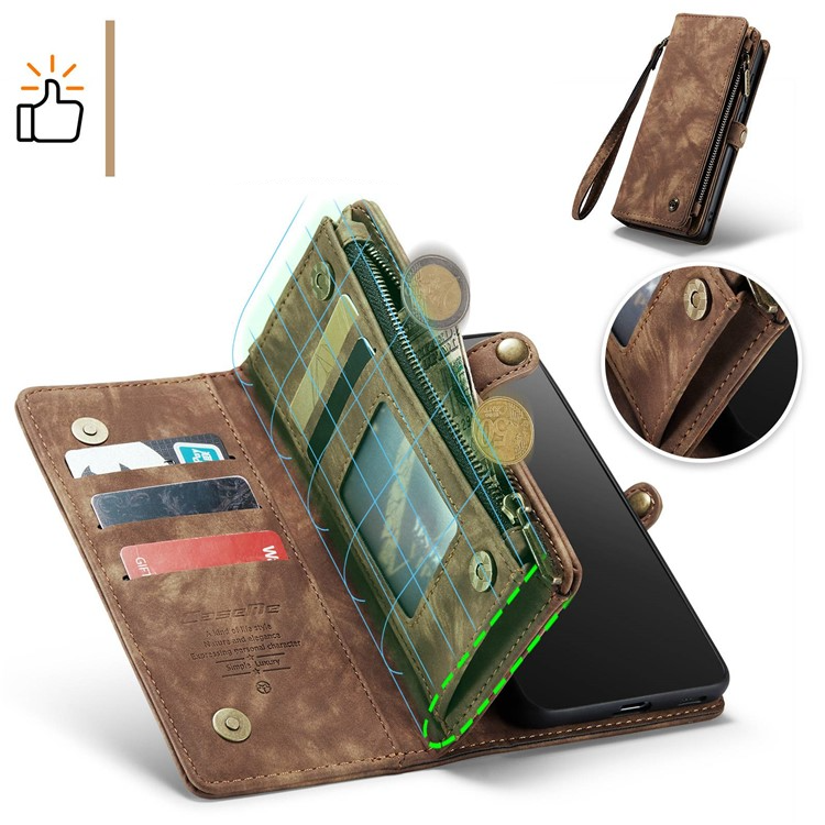 Samsung Galaxy S21 FE 5G 2in1 Leder Tasche   Magnet Hardcase Karten Etui - Braun