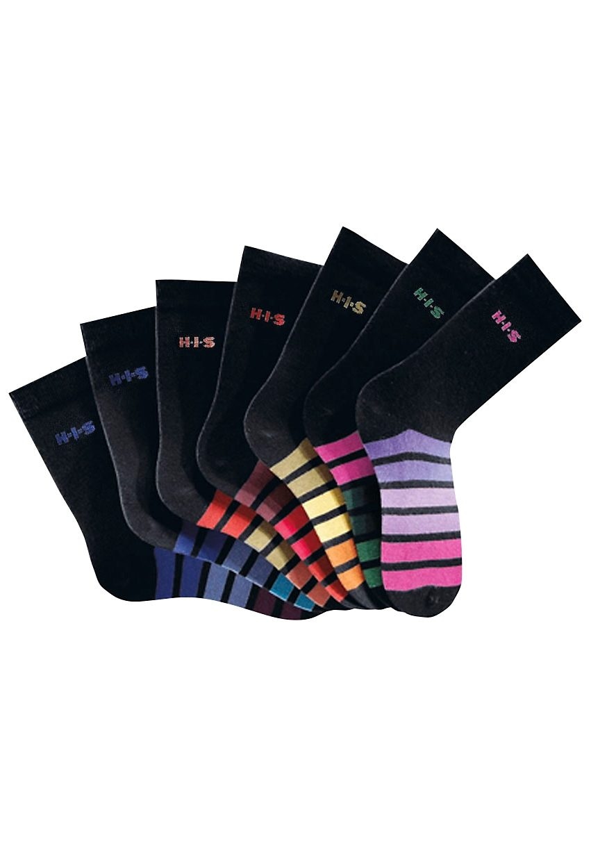 H.I.S Freizeitsocken Packung, 7 Stk. tlg. mit buntem Ringelmuster