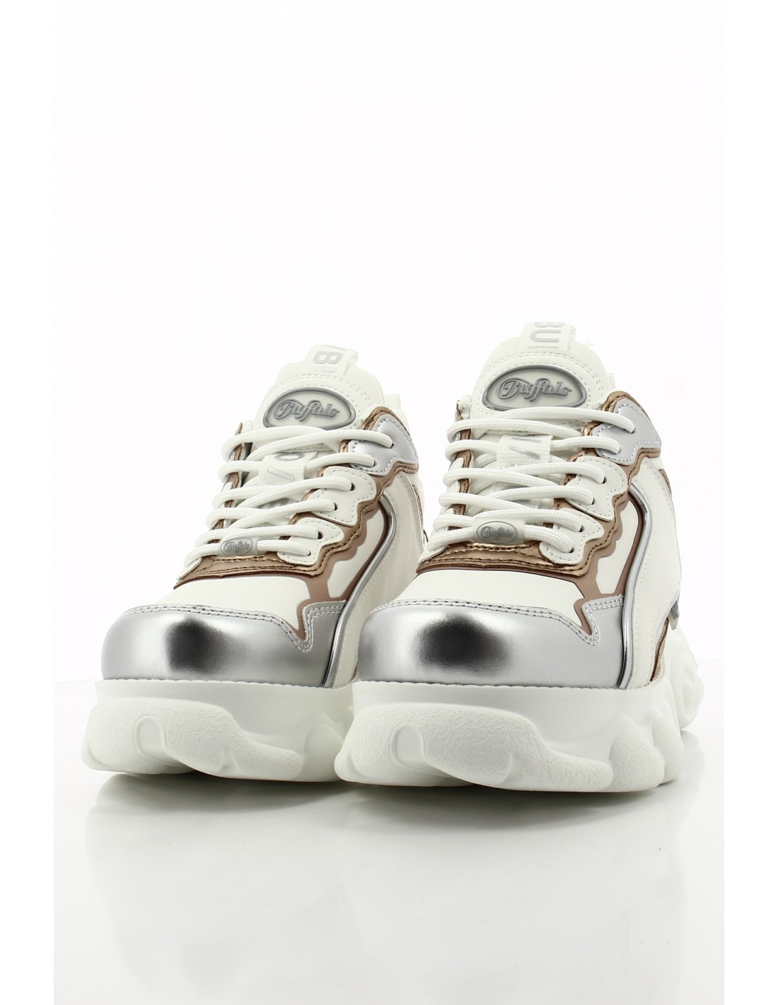 buffalo Baskets compensées Femme Cld Chai Blanc/Argent/Doré Vegan