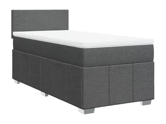 Sommier à lattes de lit et matelas Gris foncé 90x190 cm Tissu