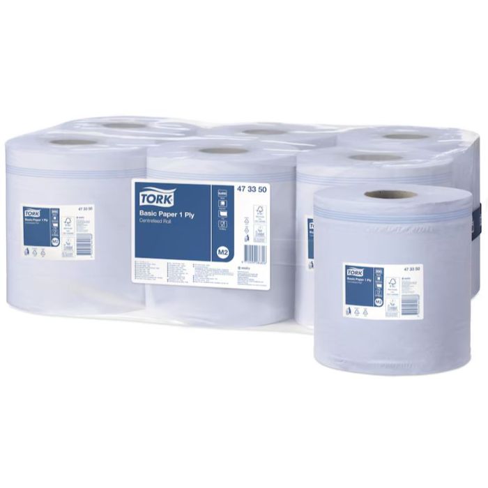 Tork 473350 Basic M2 Poetspapier blauw 1laags, universal 300mtr pak à 6 rol (473350)