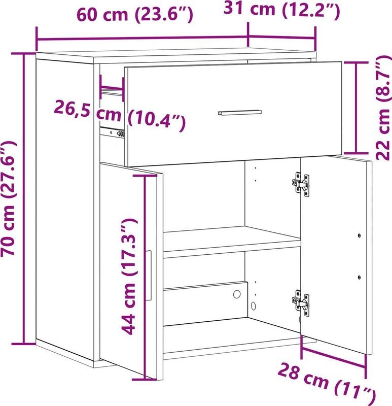 Dressoir - Hout - Modern - Rechthoekige Vorm - Veel Opbergruimte