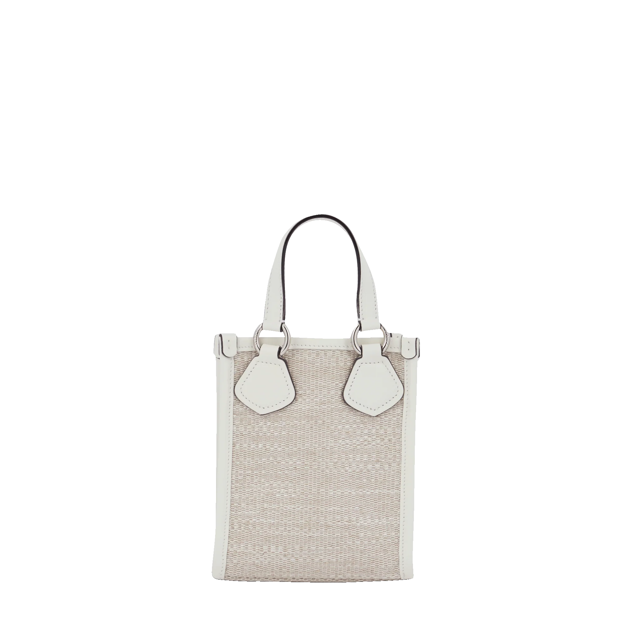 Mini cabas vertical Summer tote-Naturel/blanc