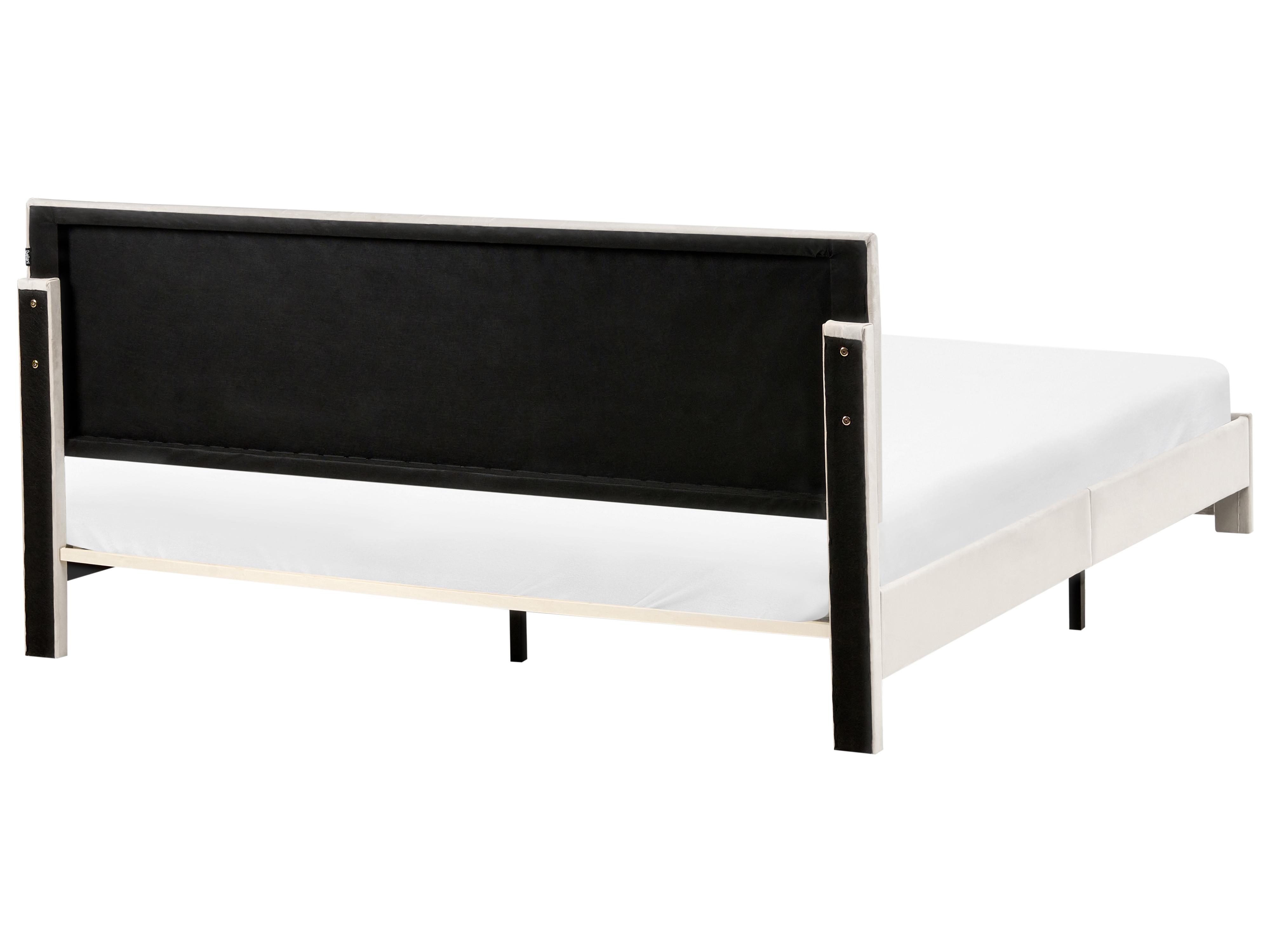 Bed met opbergladen Fluweel LONZAC 180 x 200 cm Gebroken wit