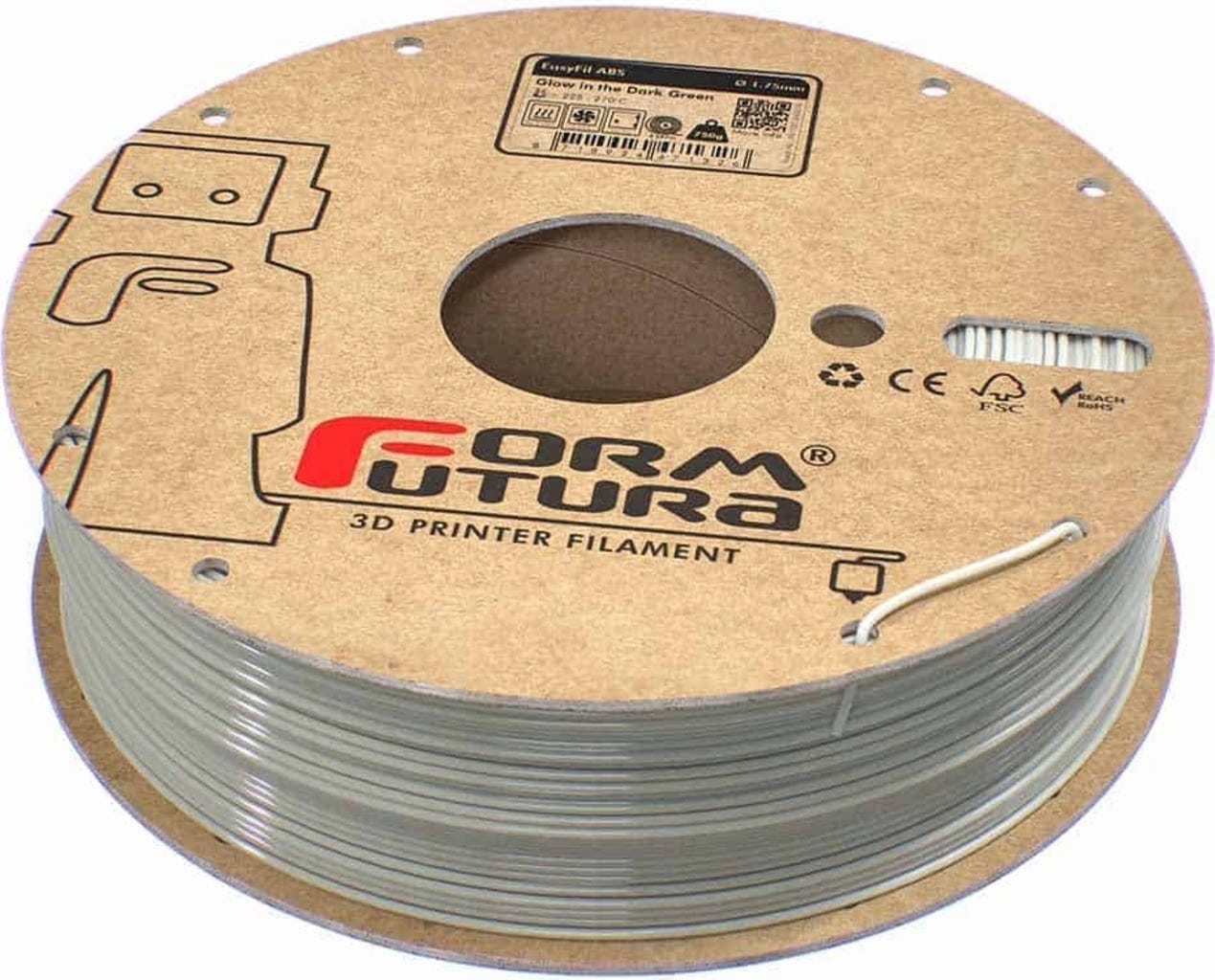 FormFutura  EasyFil™ ABS Glow in the Dark Green, 1,75 mm / 750 g    Schlagfestes ABS Filament in Glow-in-the-Dark