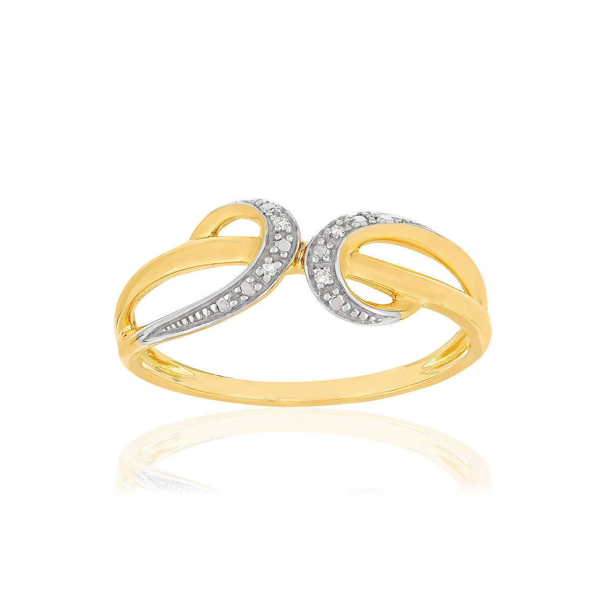 Bague or jaune 375 2 tons, diamants.