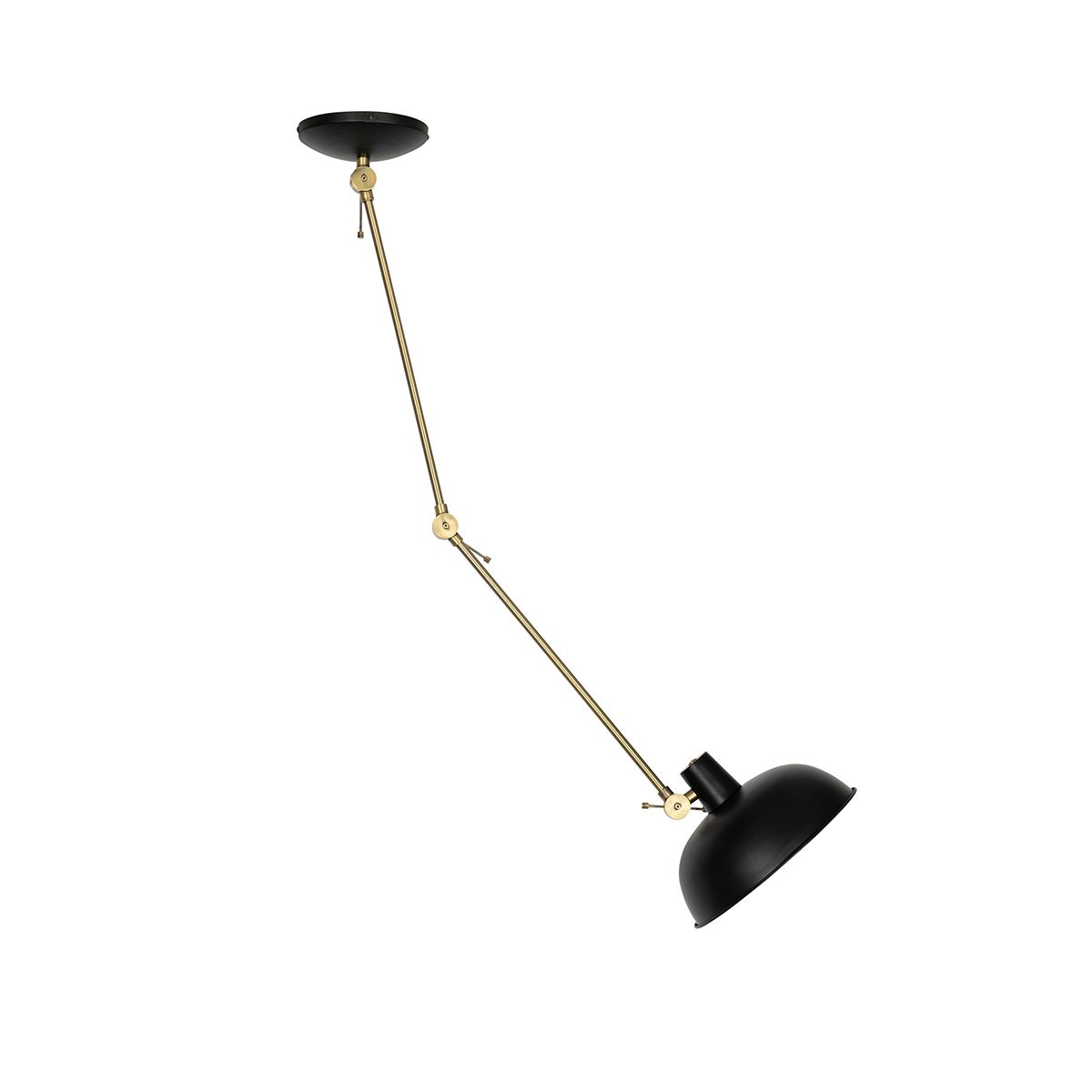 Retro plafondlamp zwart met brons - Milou
