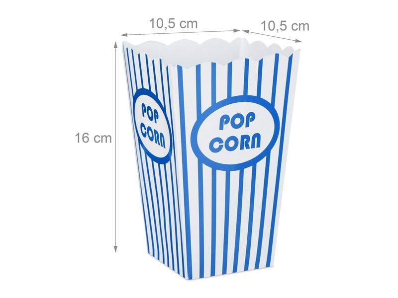 relaxdays Fingerfood-Schale Blau/Weiss 48 Stück Popcorntüten