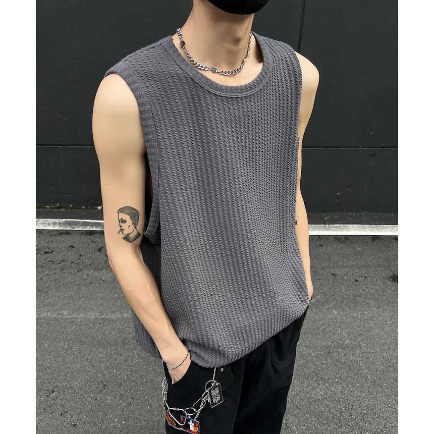 Freehop - Tanktop met ronde hals en effen patroon