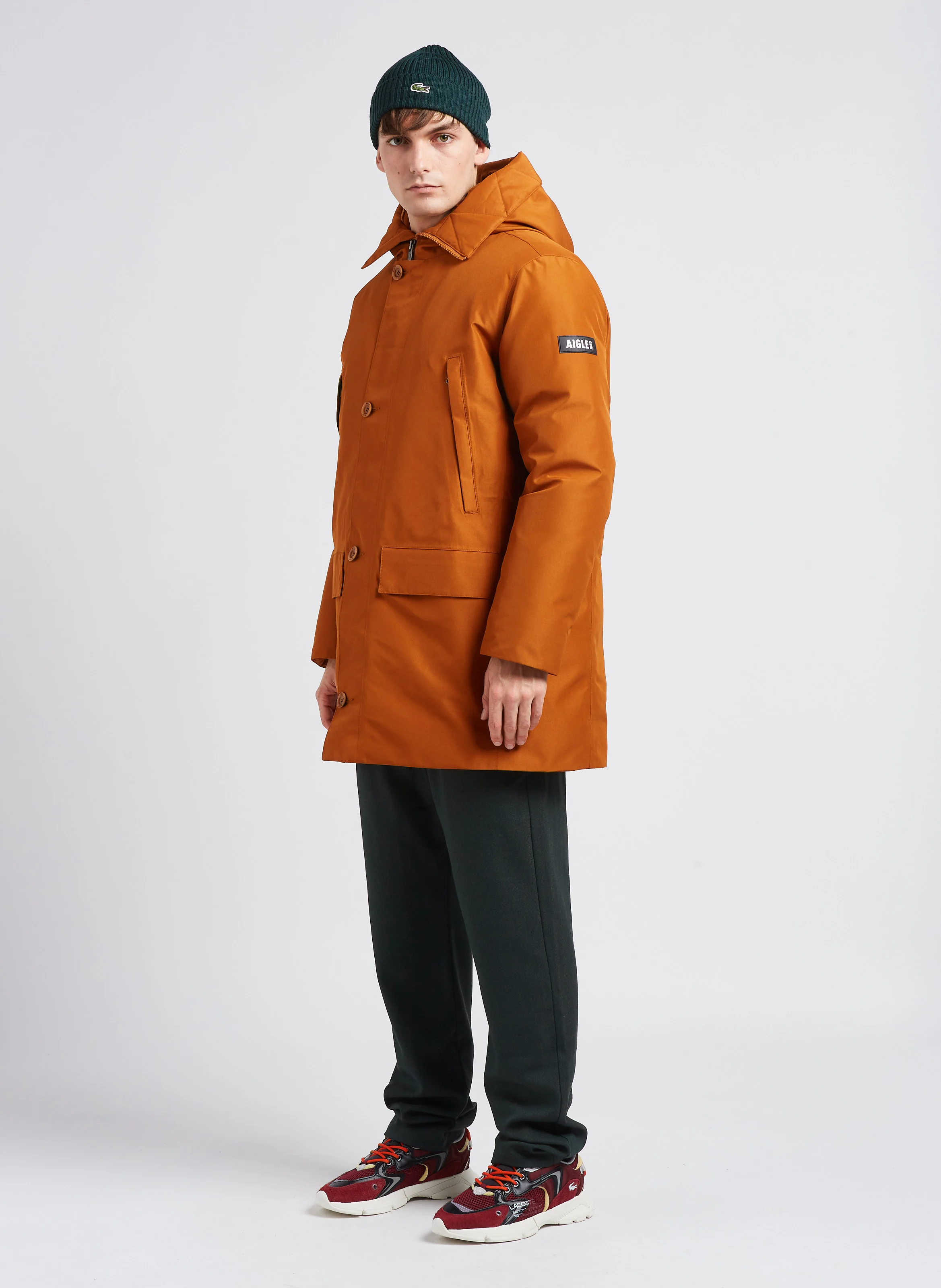 Parka col montant à capuche| Marron