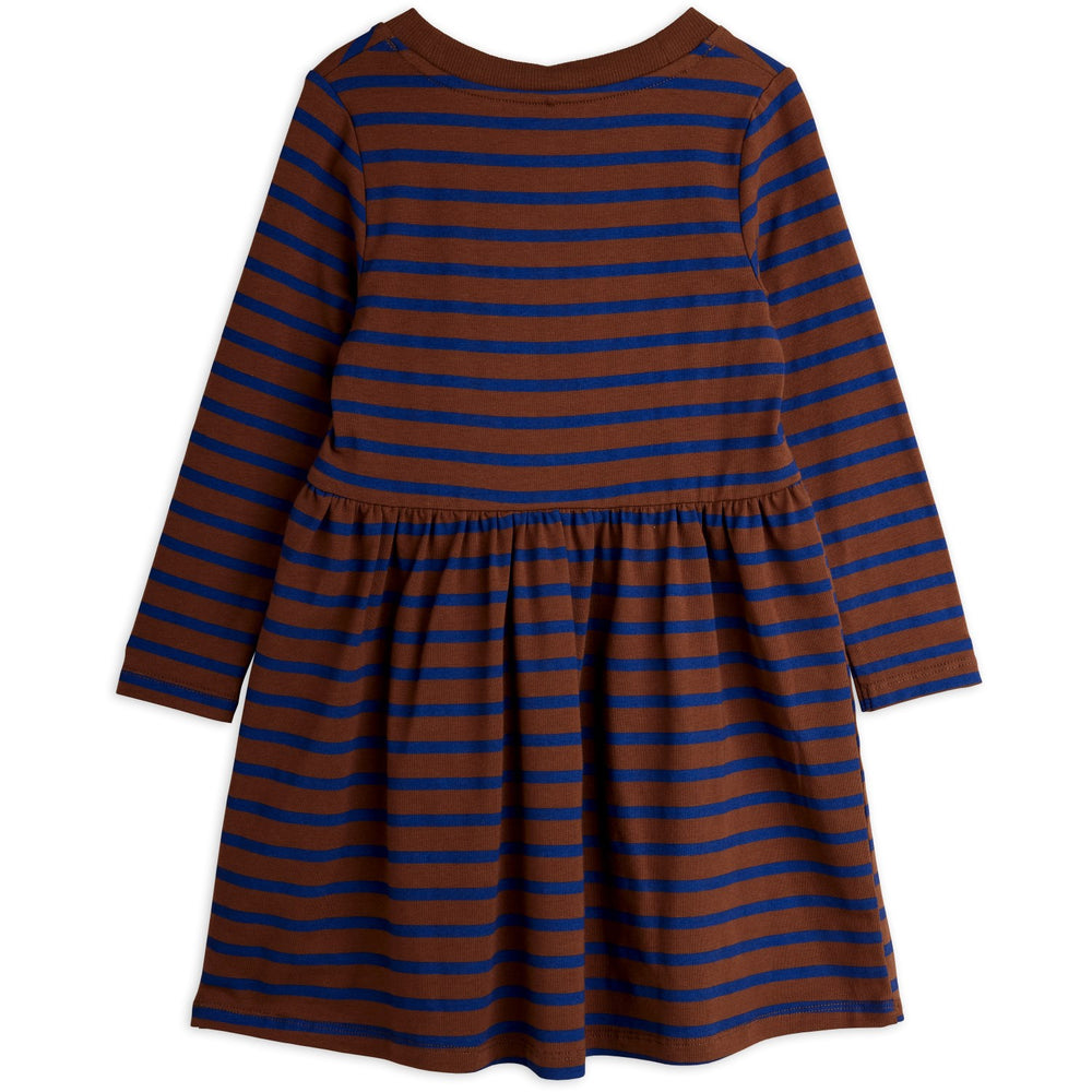 Køb Mini Rodini Brown Stripe Bird Patch Ls Kjole
