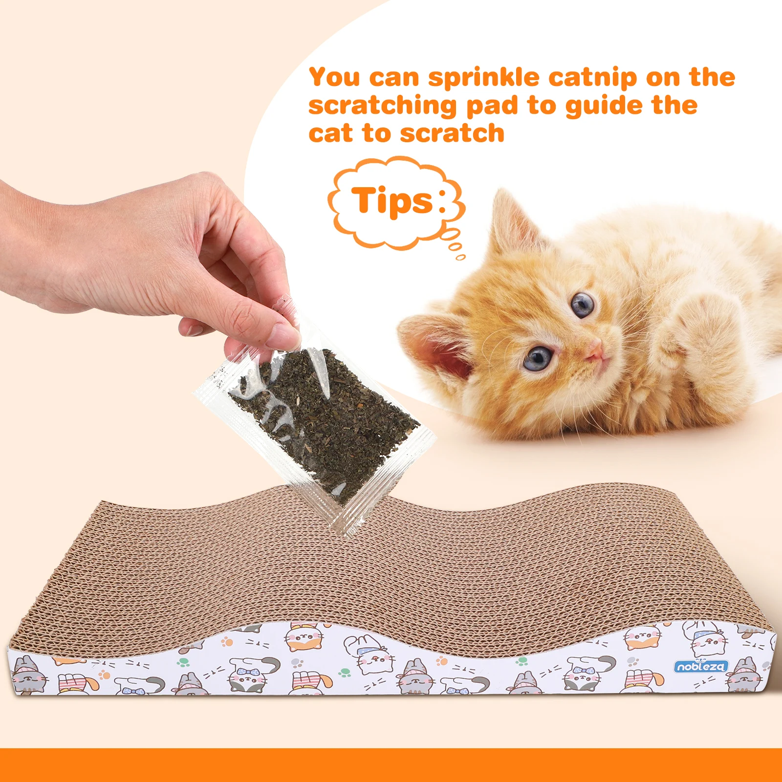 Nobleza Conjunto de 2 Arranhadores para Gatos em Papelão Ondulado com Catnip, 44 x 22 cm
