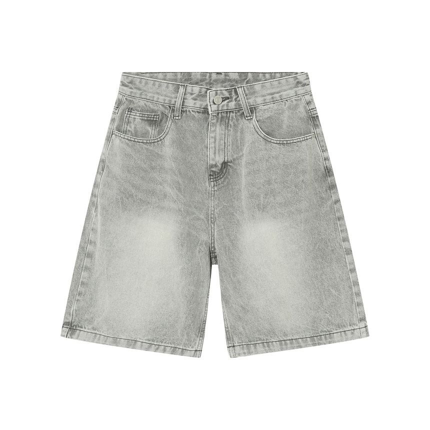 FAERIS - Mid Rise Washed Denim Shorts
